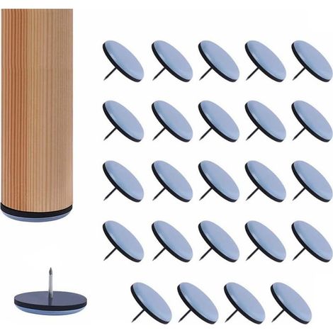 Lot de 24 Patins pour Chaises 25mm, Téflon Patins pour Meubles Ronde avec Clou Patin Chaise a Clouer pour Protéger Les carrelages, sols en Bois, Moquette, chaises (1/5)