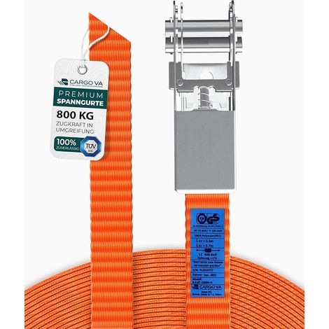CargoVA Robuste 800kg Spanngurte ohne Haken [4er Set] [10M] - TÜV/GS Zertifiziert & DIN - Vielseitig Einsetzbar - 25mm Breite - Ideal für Professionelle Anwendungen (1/5)
