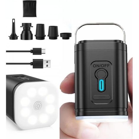 Pompe à air électrique, Pompe à Batterie Portable Extension Mini Pompe à air Multifonction avec 5 Buses d'air-noir (1/5)