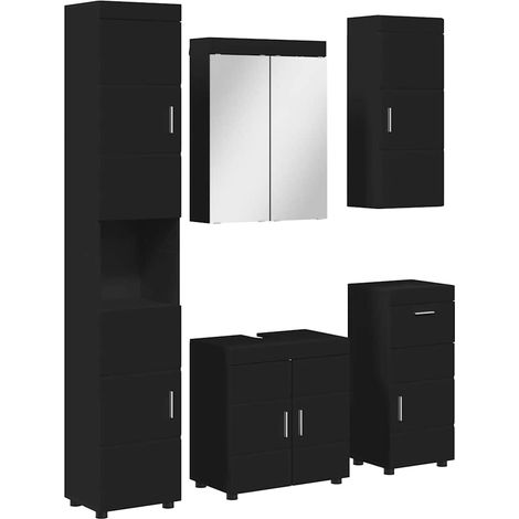 Maison Exclusive - Juego de muebles de baño TULUM Negro Madera de ingeniería