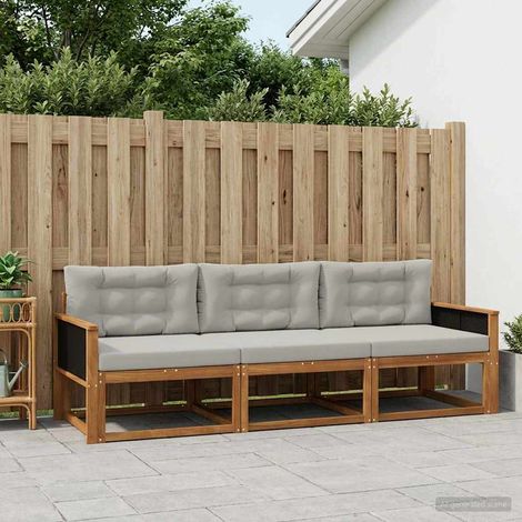 vidaXL Outdoor-Sofagarnitur mit Kissen 3 pcs Natur und Hellgrau (1/5)