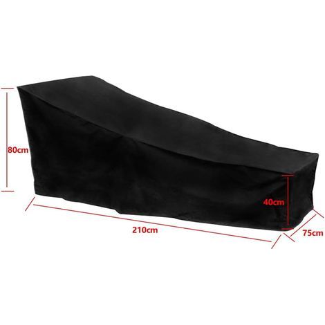 Housse Transat pour Chaise Longue de Jardin Imperméable Housses de Bains de Soleil Coupe-Vent, Anti-UV, Anti-Poussière, Tissu Oxford, Housse de Protection Bain de Soleil (210x75x40/80cm) (1/4)