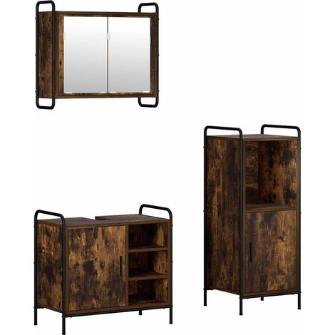 Badezimmerschrank-Set 3 stk. Räuchereiche 40 x 36 x 99,5 cm vidaXL (1/5)