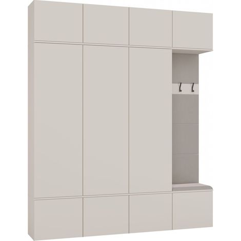 Flurschrank – 2 Schränke, Garderobenständer, Sitzbank – Kaschmir – Modulares Flurmöbelsystem (1/5)