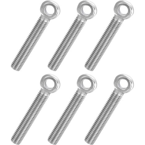 6 Pcs Boulon à Œil M10x65mm Boulon à Œillet de Levage pour Balancement d'Épaule, Vis Poisson en Acier Inoxydable 304, Filetage Métrique à Demi-Denture Trou Coulissant, Argentée (1/5)