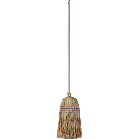 Escoba, material de sorgo, longitud 140 cm, cerdas flexibles, apta para aceras y caminos, diseño ecológico. (1/5)
