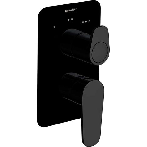 Grifo de Ducha Monomando Empotrado de 3 Vías Negro Mate con Sistema S2 de Ahorro de Agua Serie Alexia (1/2)