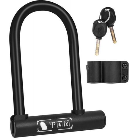 Antivol en U pour vélo avec 2 clés, antivol en U haute sécurité et robuste, antivol en PVC étanche et antirouille en forme de U pou