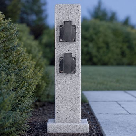 Außen Verteiler 4 Steck Dosen Stein Optik Säule Garten Strom Versorgung Hof Pfosten (1/5)