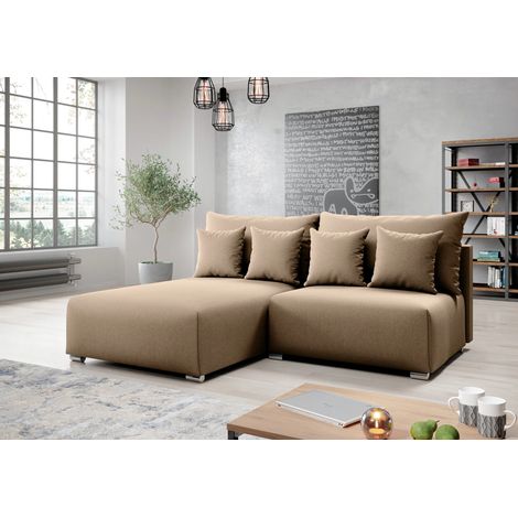 AX LIVING Ecksofa mit Schlaffunktion Ederra 208 cm breit – beige Stoff L