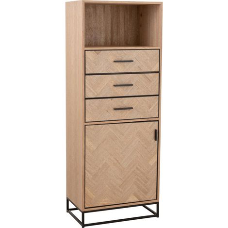 Chiffonnier 3 Tiroirs "Miraza" 158cm Naturel & Noir (1/5)