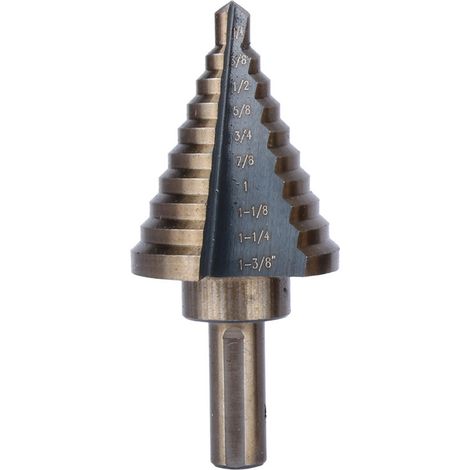 Coffret de 5 forets coniques étagés en titane HSS cobalt de grande taille, dans une mallette à outils (1/5)