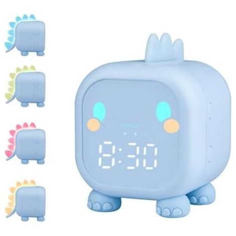 royaluxe -Réveil Enfant Lumineux LED Numérique Lampe Réveil Veilleuse Fille Garcons Jour Nuit Enfant Volume réglable Snooze Réveil en USB Charge(Bleu) (1/5)