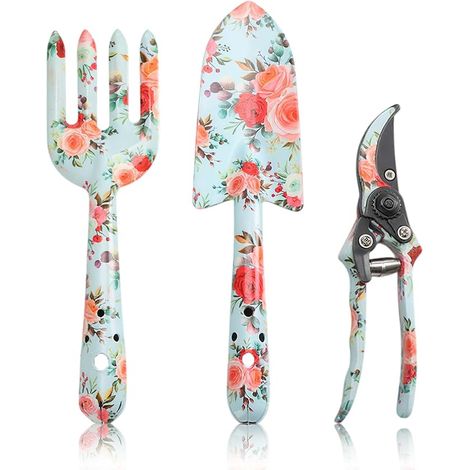 Garden Tool Set Printing Pruning Shears Garden Shears Garden Claw Set Birthday Gift for Women Garden Lovers (1/5)