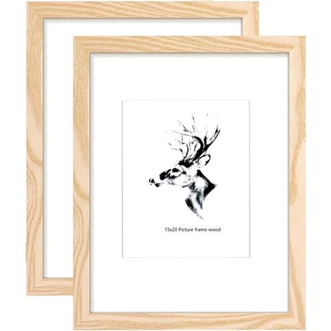 2 pcs Cadre Photo en Bois 15x20cm Cadre pour Photo Simplification Cadre Photo en Bois avec Crochet pour la Photo Murale Support de Table Mur (1/5)