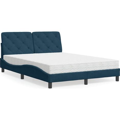 Maison Exclusive - Lit avec matelas bleu 140x190 cm velours