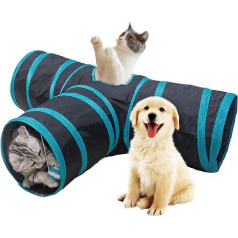 Tunnel per gatti pieghevole e interattivo, monoblocco, ideale per gatti, cuccioli, conigli e porcellini d'India, utilizzabile sia all'interno che all'esterno (80 x 30 x 25 cm). (1/5)