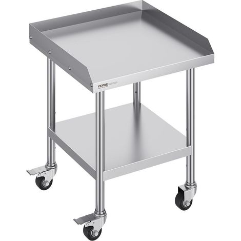 Table de Travail Inox VEVOR 61x61x75,2 cm Table de Préparation Alimentaire Mobile avec 4 Roues et Dosseret 3 Côtés pour Cuisine (1/5)