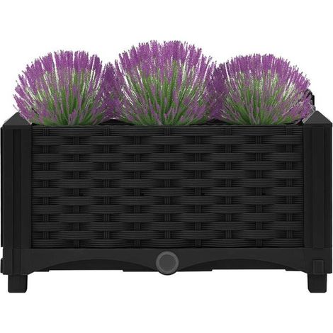 Bac potager surélevé carré 40 x 40 x 23 cm en polypropylène noir, bac de culture durable pour plantes et herbes, balcon, terrasse et jardin (1/5)