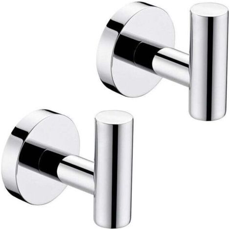 2pcs Home Robe Hooks for Bathrobe Bathroom Toilet Coat Towel Hat Stainless Steel
