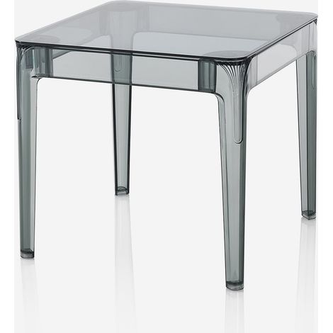 Quadratischer Tisch aus Glas und Polycarbonat Danubio - Rauchgrau