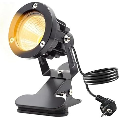 Projecteur LED 10 W avec prise et interrupteur, étanche IP65, projecteur de jardin, éclairage de jardin, spot LED avec cable de 1,8 m pour extérieur, cour, pelouse (blanc chaud) (1/5)