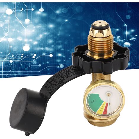 Compteur GPL de type américain avec manomètre, adaptateur QCC fileté pour interface de bouteille de gaz standard nord-américaine, raccord en cuivre, adapté aux bouteilles de gaz de 5 à 100 lb. (1/5)