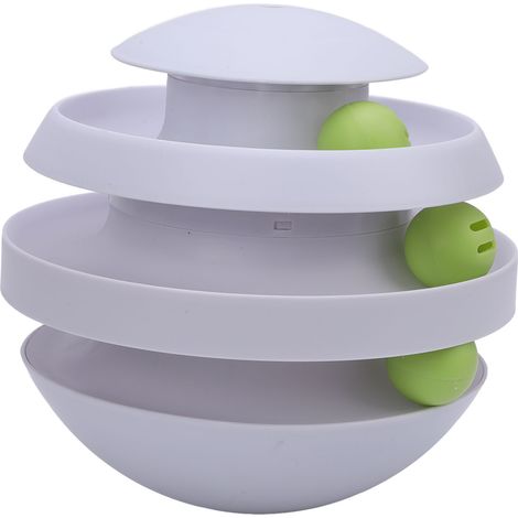 Balle pour chat rotative à 360°, résistante aux morsures, pour réduire l'ennui et favoriser l'exercice en intérieur (gris clair). (1/5)
