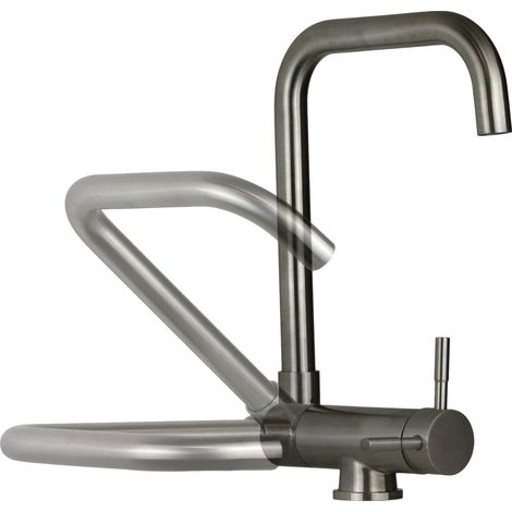 Miscelatore per lavello cucina modello sottofinestra in colore acciaio spazzolato Pollini LOW MXKWAV003NS  Acciaio Spazzolato