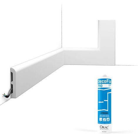 Pack 10 mètres Plinthes SX183 avec colle - Orac x Cimaises-et-plus - 7,5x1,3x200cm (h x p x L) - plinthe décorative polymère (1/5)
