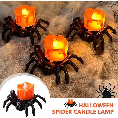 Lampe LED Araignée - Bougie Décorative Sans Flamme - Pour Décoration Halloween Bureau Intérieur - Lot de 1 (1/5)