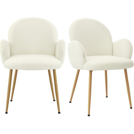 ALICE-Chaise en tissu Cozy Ecru et acier chêne (x2) (1/5)
