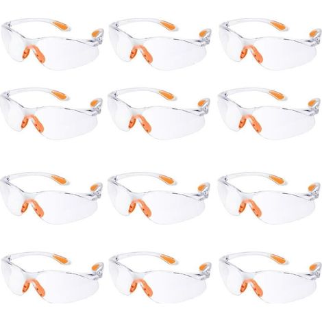 Lot de 12 Lunette de Sécurité Lunettes de Protection Travail avec Lentilles Transparentes Anti-Buée Lunette Protection pour Jardin Laboratoire Chimie (1/5)