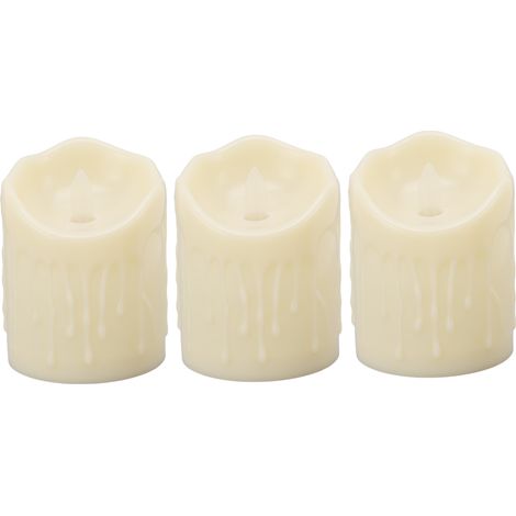 Lot de 3 Bougies LED BZ2864-W Effet Flamme Réaliste Sans Flammes Plastique 10x7.5cm Lumière Chaude Oscillante pour Décoration Intérieure (1/5)