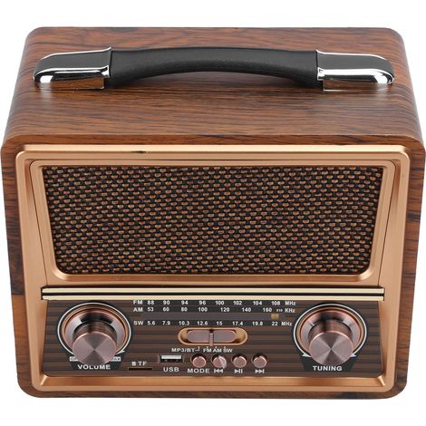 Radio FM/AM/SW portable en bois, sans fil, Bluetooth, rechargeable, prise UE, 110/220 V, réglable.