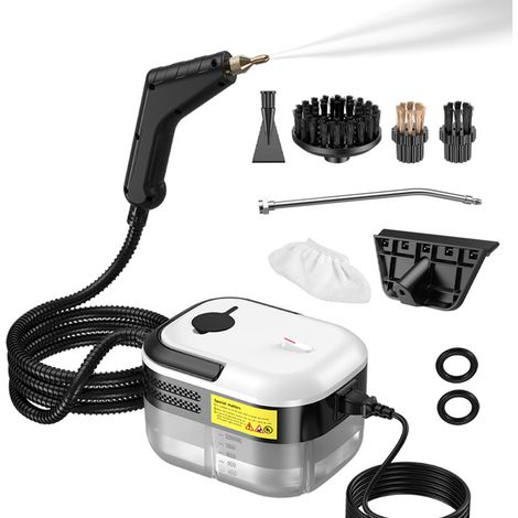[Pulitore] Pulitore a vapore portatile 1200W, 1200ml, 105℃/221℉, preriscaldamento 15s, 3 spazzole + raschietto + manico di prolunga (1/4)