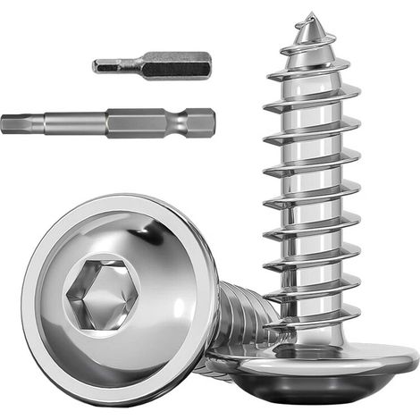 Lot de 50 vis à bois M4 x 25 mm - Vis autotaraudeuses en acier inoxydable A2 V2A - Vis à tête bombée pour bois - Avec embout de tournevis - Pour installation de meubles (1/5)
