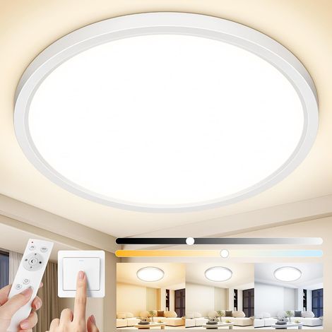 Plafonnier LED Chambre Dimmable avec Télécommande 24W 2400LM IP44 30cm (1/5)