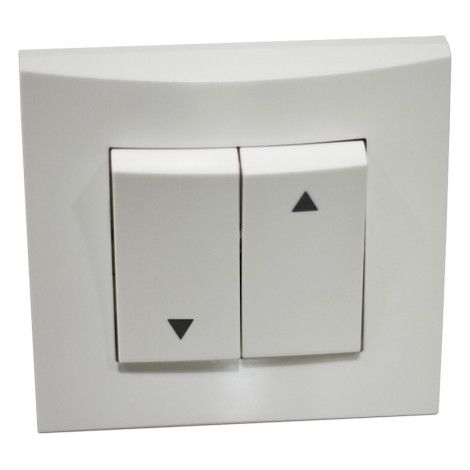 Interrupteur inverseur blanc pour volet roulant encastré – Fixation par vis – Plaque de finition incluse – Pour espaces confinés – Alternative Elec