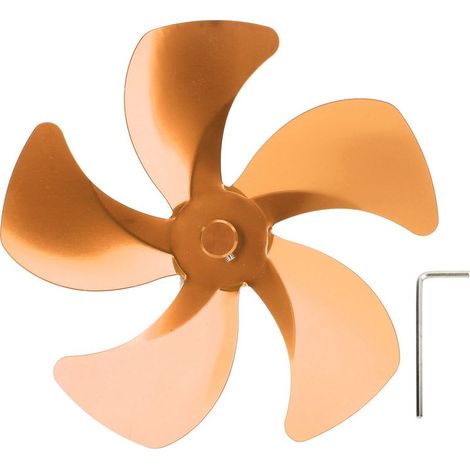 Lame de ventilateur de poêle de remplacement en alliage d'aluminium, améliore la Circulation de l'air chaud, cheminée 5 pour accessoires dorés (1/5)