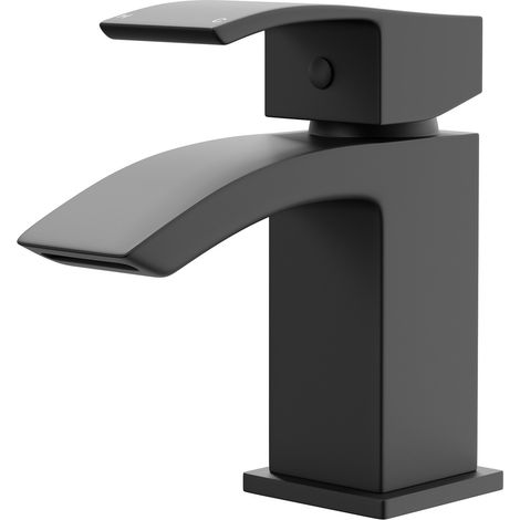 Colore Square Matt Black Mono Basin Mixer Tap (1/5)