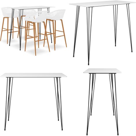 5-tlg. Bar-Set Weiß - Bar Set - Bartisch - Barhocker - Kücheninsel - Wohnzimmer Dekoration - Home & Living (1/5)