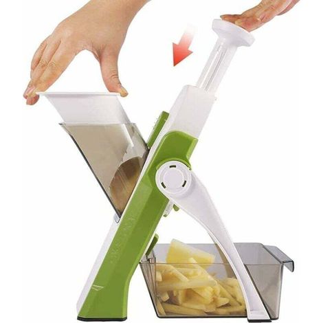 MUMU Multifunctional Vegetable Cutter with Stainless Steel Blades, Manual Kitchen Mandolin, Spiralizer Vegetable Slicer for Chefs and Home (1/4)