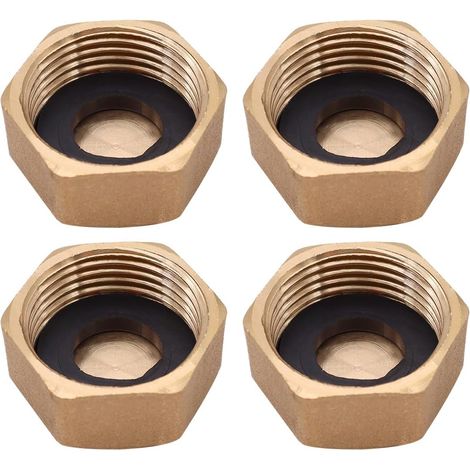 4 Pcs Brass Plugging Plugs 3/4 Female Stoppers With Washers For Washing Machine Radiator Tap Valve (1/5)