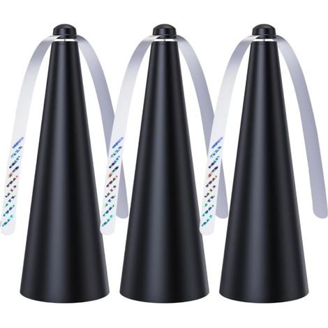 Table de ventilation Glovv Fly, lots de 3, portables, sur piles, avec support et couverture alimentaire, pour intérieur et extérieur inégalé, camping, pique-nique, restaurant (noir) (1/5)