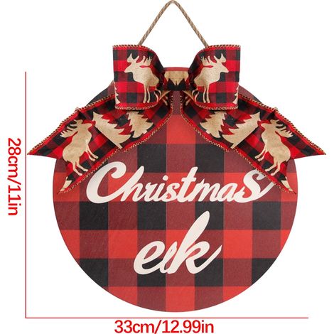 Panneau Porte Noël - Panneau En Bois Ronde 30 Cm - Pour Porte D'Entrée Jardin Clôture - Motif Joyeux Noël Flocons De Neige - 1 Pièce (1/2)
