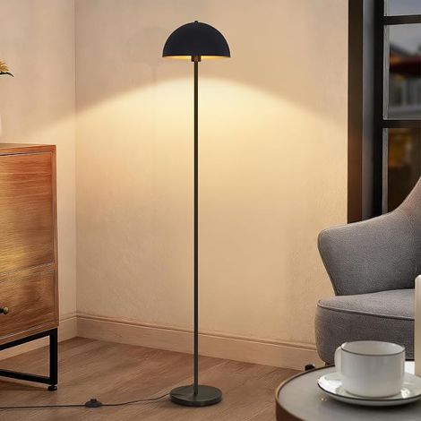 ZMH Luminaire au Sol Espace Vie Armature Métallique Style Contemporain 170 cm Cache Ampoule Ø30 cm Culot E27 limite 40W IP20 Déco Intérieure Chambre Coin Lecture Noir Doré Sans Lampe (1/5)
