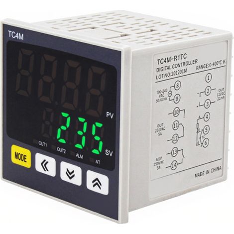 Contrôleur de température intelligent et précis, réglable de 0 à 400 °C, avec affichage numérique, relais à semi-conducteurs (SSR), alarme de surchauffe, pour fours et équipements industriels. (1/5)