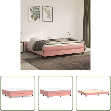 Matelas de lit -  Sommier à lattes de lit avec matelas Rose 160x200 cm Velours (1/5)