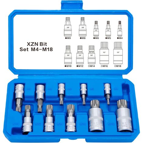 Juego de puntas XZN Spline en llave de vaso M4 M5 M6 M8 M10 M12 M14 M16 M18, 10 piezas (1/5)